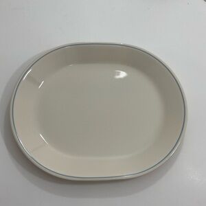 Corelle Oval Serving Platter Biege with blue edging
